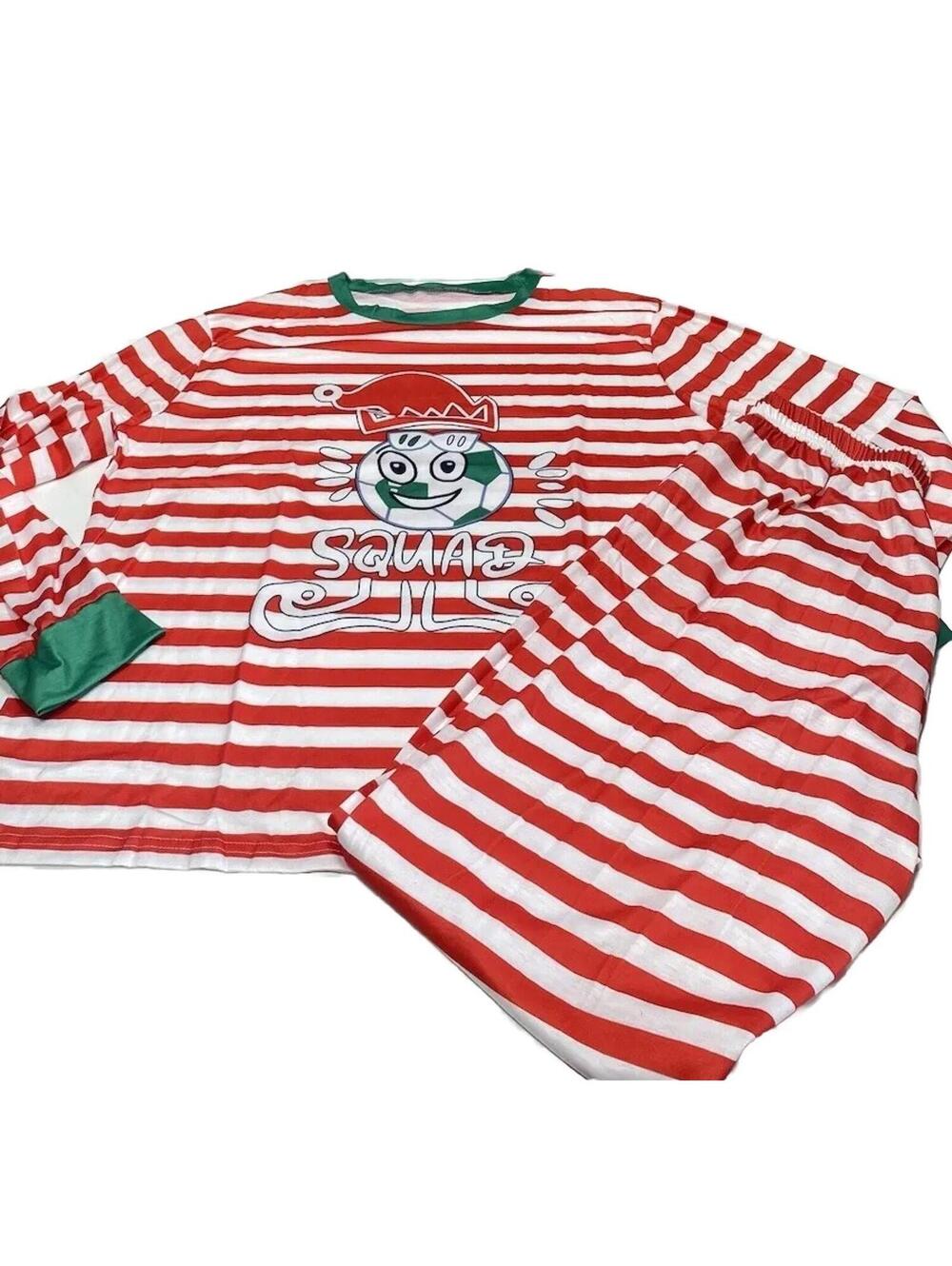 Striped Elf Squad Family Christmas Pyjamas Dad/Men'sLarge Christmas Pj Set